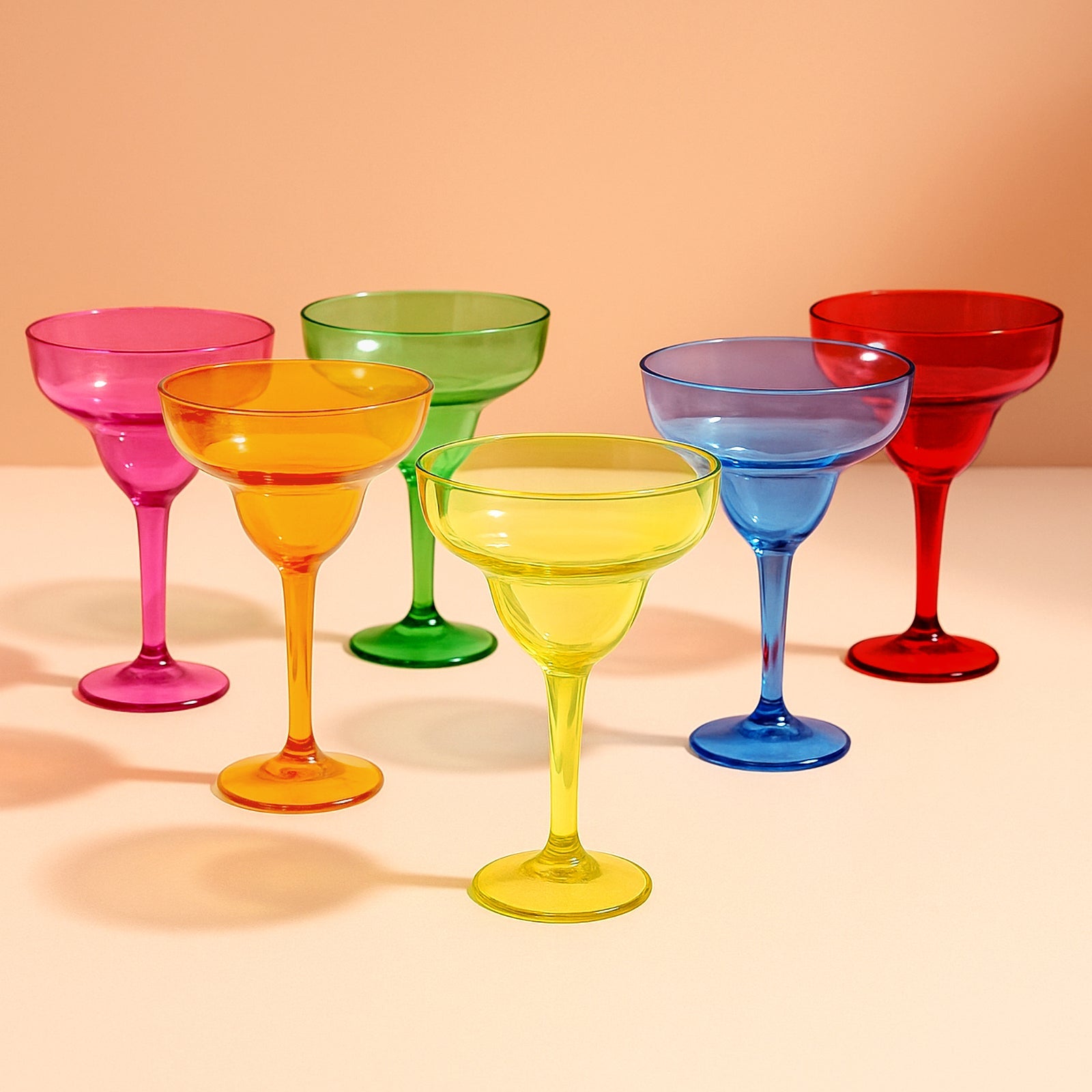 48-Pack Plastic Margarita Glasses 12oz - Assorted Colors, Reusable Cocktail Cups for Parties, Fiesta & Frozen Drinks